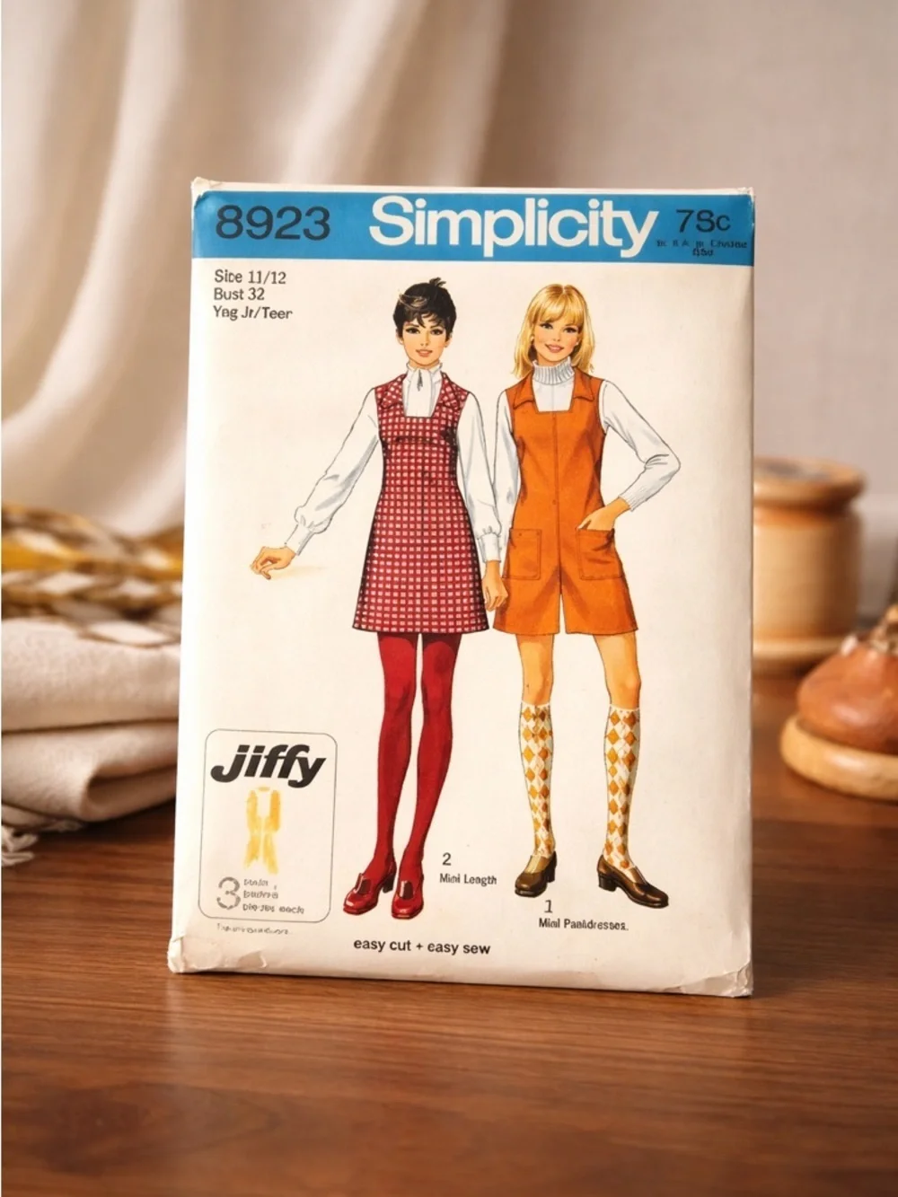 Vintage 70s Simplicity 8923 Sewing Pattern Jumper/Dress Young Jr/Teen Size 11/12
